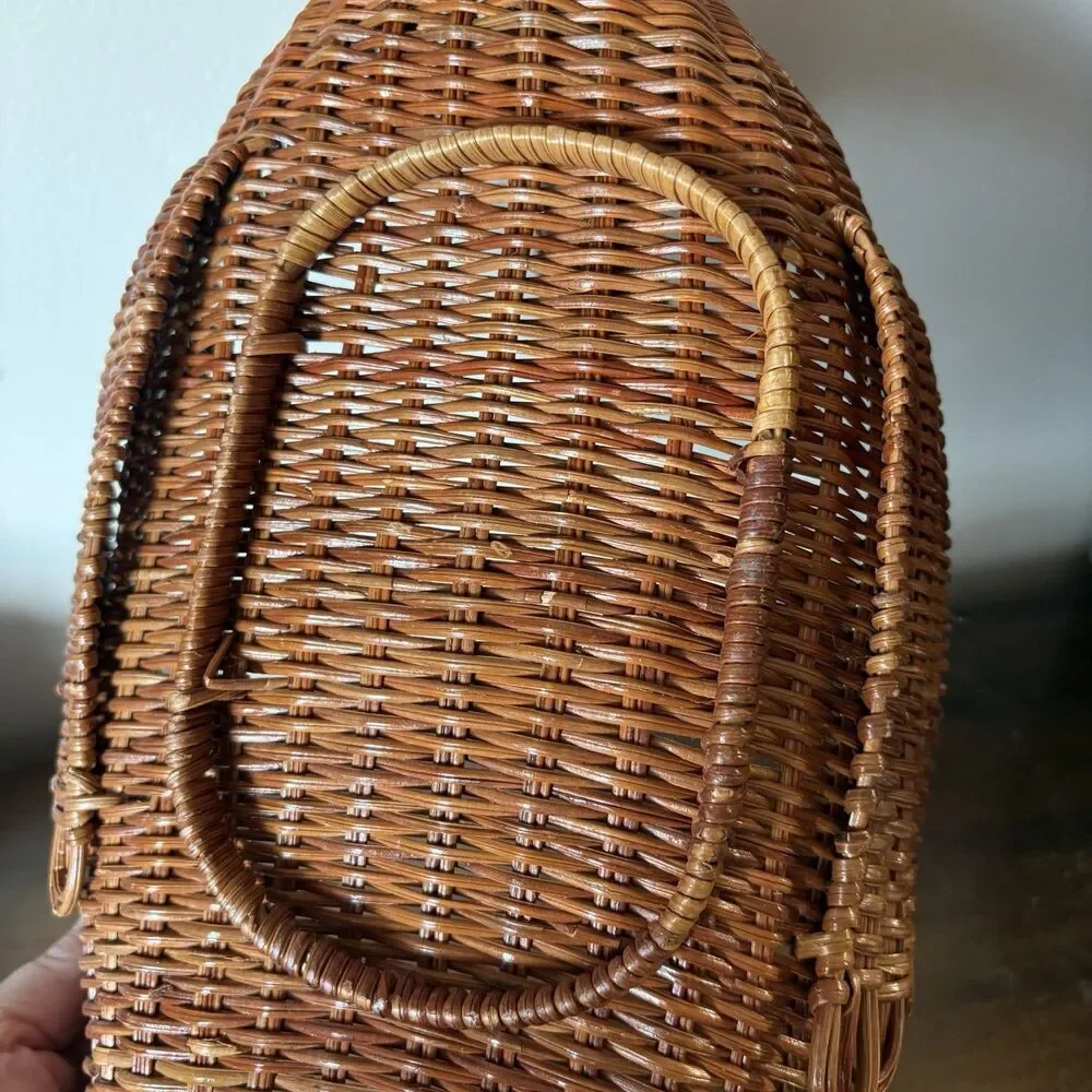 Vtg Turkey Woven Rattan Basket Home Fall Decor Holiday Centerpiece Thanksgiving